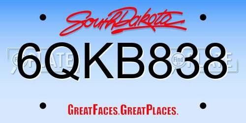 6QKB838 South Dakota License Plate