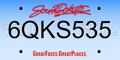 6QKS535 South Dakota License Plate