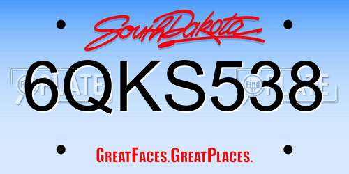 6QKS538 South Dakota License Plate