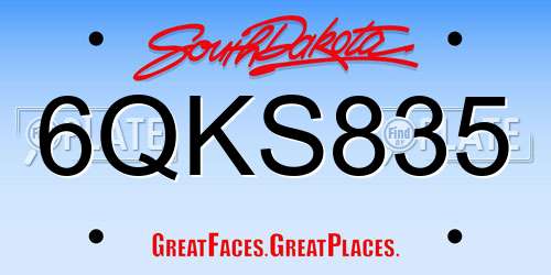 6QKS835 South Dakota License Plate