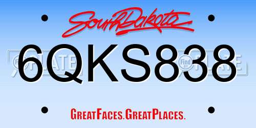6QKS838 South Dakota License Plate
