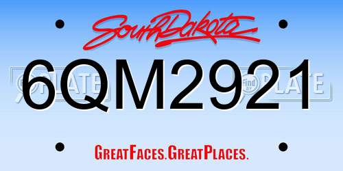 6QM2921 South Dakota License Plate