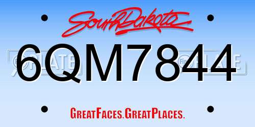 6QM7844 South Dakota License Plate