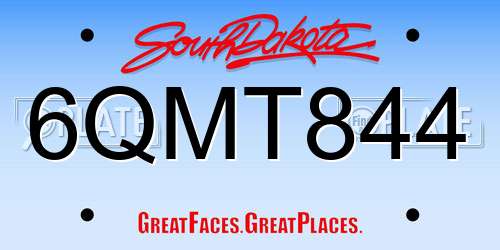 6QMT844 South Dakota License Plate