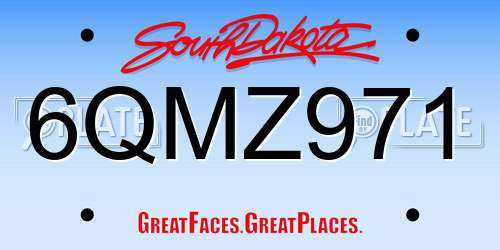 6QMZ971 South Dakota License Plate
