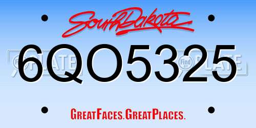 6QO5325 South Dakota License Plate