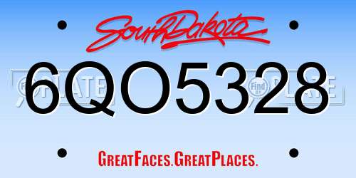 6QO5328 South Dakota License Plate