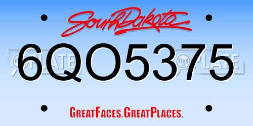 6QO5375 South Dakota License Plate