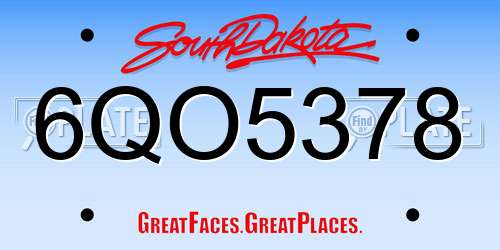 6QO5378 South Dakota License Plate