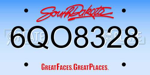 6QO8328 South Dakota License Plate