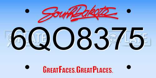 6QO8375 South Dakota License Plate