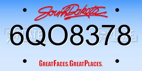 6QO8378 South Dakota License Plate