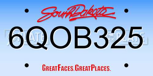 6QOB325 South Dakota License Plate