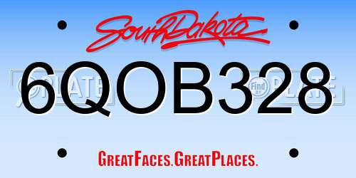 6QOB328 South Dakota License Plate