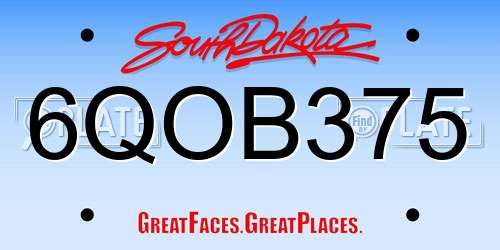 6QOB375 South Dakota License Plate