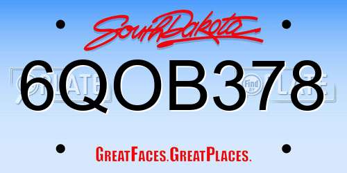 6QOB378 South Dakota License Plate