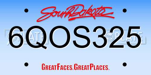 6QOS325 South Dakota License Plate
