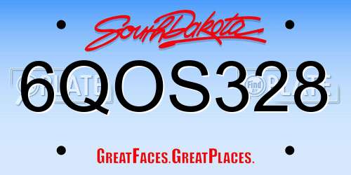 6QOS328 South Dakota License Plate