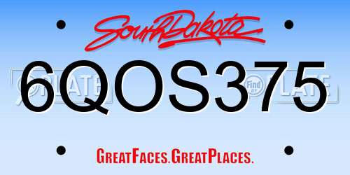 6QOS375 South Dakota License Plate