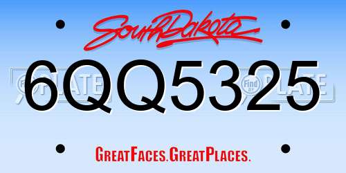 6QQ5325 South Dakota License Plate