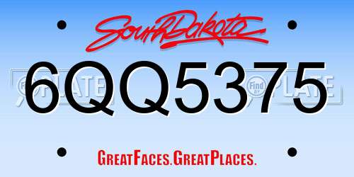 6QQ5375 South Dakota License Plate