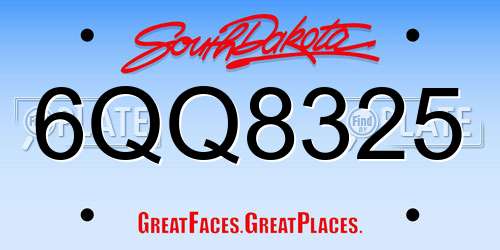 6QQ8325 South Dakota License Plate