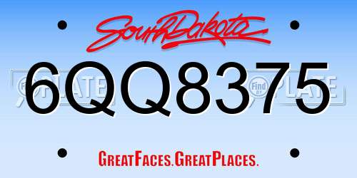 6QQ8375 South Dakota License Plate