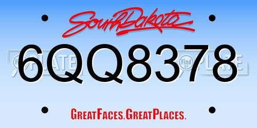 6QQ8378 South Dakota License Plate