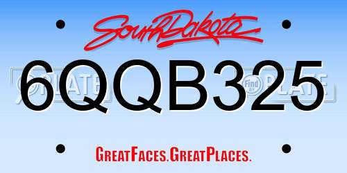 6QQB325 South Dakota License Plate