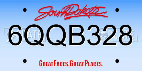 6QQB328 South Dakota License Plate