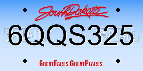 6QQS325 South Dakota License Plate
