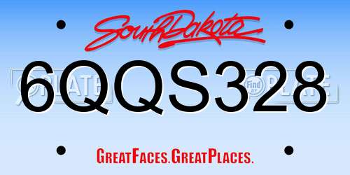 6QQS328 South Dakota License Plate
