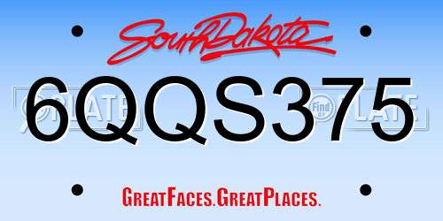 6QQS375 South Dakota License Plate