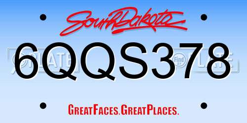 6QQS378 South Dakota License Plate