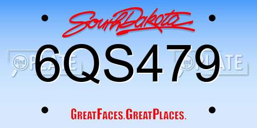 6QS479 South Dakota License Plate