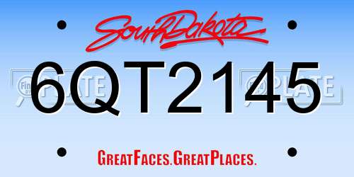 6QT2145 South Dakota License Plate