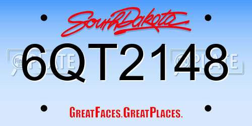 6QT2148 South Dakota License Plate
