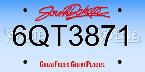 6QT3871 South Dakota License Plate