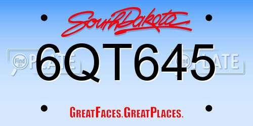 6QT645 South Dakota License Plate