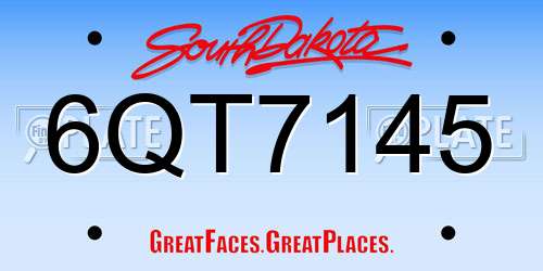 6QT7145 South Dakota License Plate