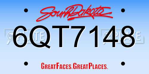6QT7148 South Dakota License Plate
