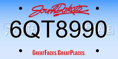 6QT8990 South Dakota License Plate