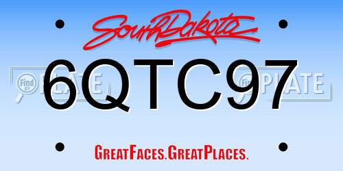 6QTC97 South Dakota License Plate