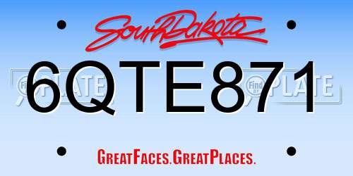 6QTE871 South Dakota License Plate