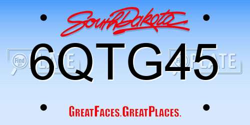 6QTG45 South Dakota License Plate