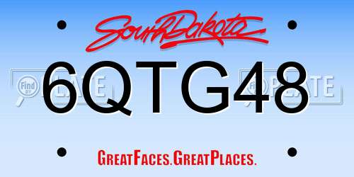 6QTG48 South Dakota License Plate