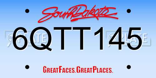 6QTT145 South Dakota License Plate