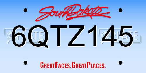 6QTZ145 South Dakota License Plate