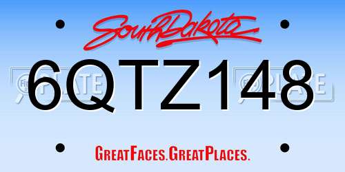 6QTZ148 South Dakota License Plate