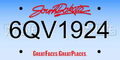 6QV1924 South Dakota License Plate